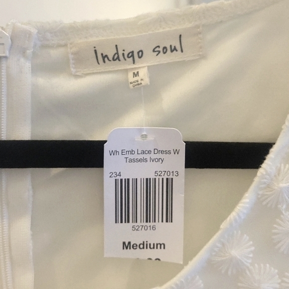 indigo soul Boho Embroidered Ivory Shift Dress sz M NWT - Picture 6 of 6